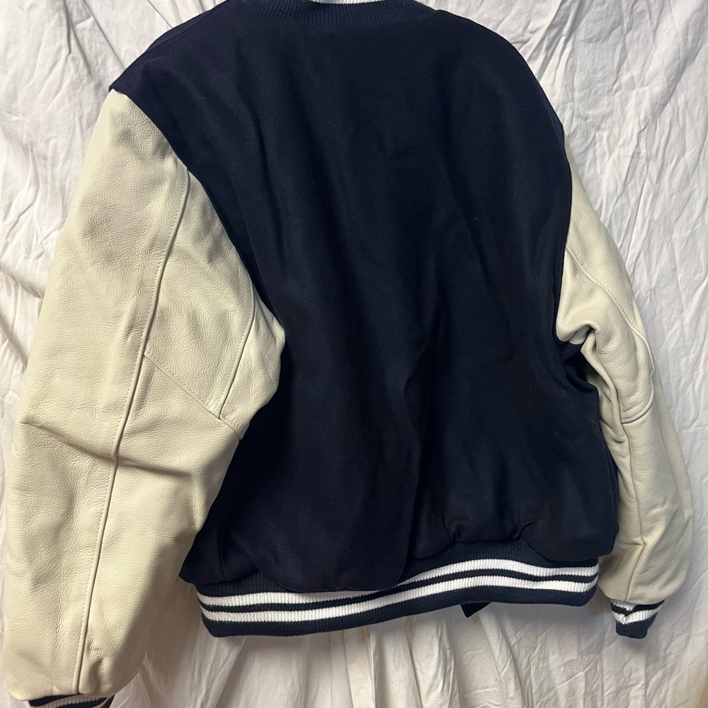 Rennoc Letterman Jacket Vintage Blue And White NEW Med - Picture 7 of 7